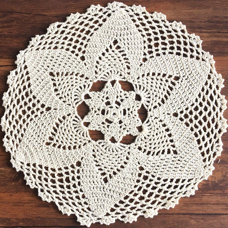 Beige 11 Inch Round 100% HANDMADE Crochet Lace Placemats Doilies