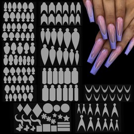 EBANKU French Nail Forms Sticker, 144 PCS Dual Nail Forms Silicone Tip Stickers, Reusable Pads for Poly Gel Nail Mold, Manicure