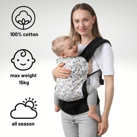 DROMADER Baby Carrier Newborn to Toddler - Infant Carrier for 7-33lbs - Ergonomic, Cozy and Lightweight Baby Wrap - Adjustable Straps - 100% Cotton - Machine Washable - Panda