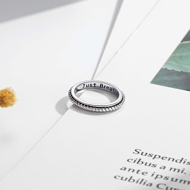 SOLOLIKE Anxiety Ring for Women: Sterling Silver Fidget Jewelry Spinner