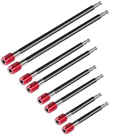 Drill Bit Extension Set, 8PCS Magnetic Drill Screwdriver Bit Holder Bar Chuck Adapter Extender 1/4 inch Hex Quick Release Bit Holder for Impact Driver Screws Nuts Drill