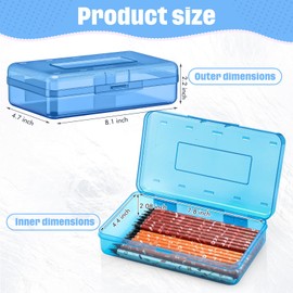 Blulu 6 Pack Large Pencil Boxes Bulk Plastic Pencil Box Bulk Clear Pen Case Hard Crayon Storage with Lid Snap Closure Painting Marker Organizer Large Capacity for Office Supplies (Blue)