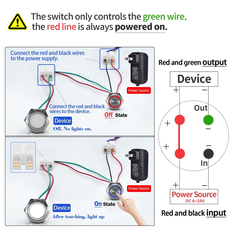 16mm Touch Switch Latching Push Button Switch 5V 6V 12V