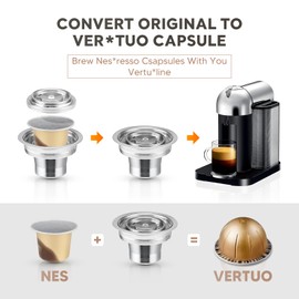 Reusable Coffee Pods Adapter Stainless Steel Converter Holder for espresso original line capsule Compatible with ver t*o ENV135 GCA1 Machine (capsule03)
