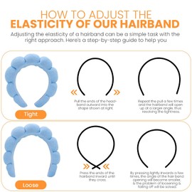 Spa headband with wrist strap for washing your face and a 3-piece set for makeup skincare Bubble skincare headband Fluffy hair bands for women, teens girls Cute Hair Accessories-Blue