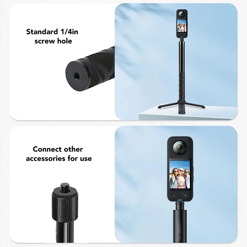 Bullet Time Handle Tripod with Invisible Selfie Stick, 120cm Extension