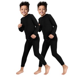 Rocky Thermal Underwear Kids, Boys Thermal Underwear Set Long Johns Thermals Kids Base Layer kids thermals top bottom set Boys Winter Clothes Shirt & Pants, Ski/Extreme Cold (Black, Large) 2pk
