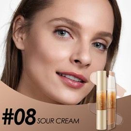 FOCALLURE 2 in 1 Cream Bronzer and Highlighter Stick,Non-greasy & Non-drying Contour Pencil,Easy to Create a Natural Matte Finishing,Long Lasting & Waterproof Face Brighten Make up Pen,SOUR CREAM