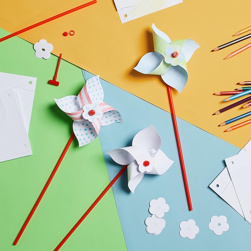 1200 Pcs DIY Pinwheel Craft Kit for Kids Party Favor,