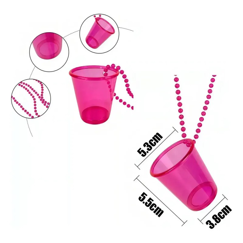 12 Collar Vaso Shot Caballito Tequilero Mardi Gras Fiesta Color
