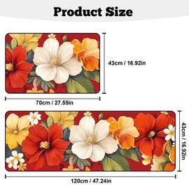 AOHMPT Kitchen Rugs Set of 2, Non-Slip Washable Floor Mats, Colorful Decorative Absorbent Runner Rugs for Kitchen Sink & Stove, Hallways Entryway and Laundry16.9 x27.6 + 16.9"x47.2"
