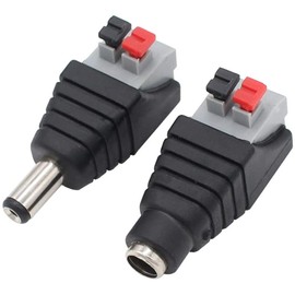 Greluma 6 Pairs 5.5mm x 2.1mm DC Power Connector Push Button 6 Male + 6 Female 12V DC Power Supply for CCTV Camera LED Light Bar