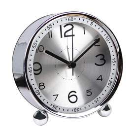 ALEENFOON 4" Metall Wecker Ohne Ticken Analoge Wecker Retro Groß Leise Wecker Analog Batteriebetrieben, Lauter Alarm, Geräuschlos Snooze Wecker (Silber)