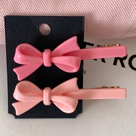 Bow Clips for Women, Coquette Hair Clip with Bow, Bows Ribbon Hair Clip, Bows Clips (Rose+Pink)
