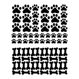 JIHUOO 76 Pcs Dog Paw Print Wall Stickers Decals Large Pawprint Stickers Floor Dog Paw Prints Animal Footprints Dog Bone Wall Decor Dog Room Decorations for Kids