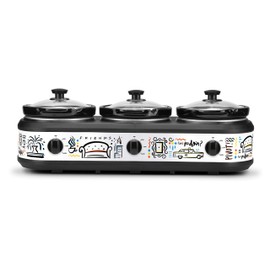 Friends Three 2.5 Qt Buffet Server by Select Brands - Triple Slow Cooker with Removable Stoneware Inserts - Independent Heat Controls - Lid Rests & Serving Spoons Included