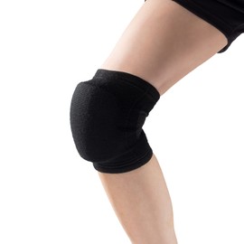 D&M Volleyball Knee Brace, Knee with Flexible Pad, 1.1 inches (28 mm), Thick Pad, Fixing, Protection, Breathable, Flexible, Impact Absorption, Elastic, Sweat Absorbent, Quick Drying, Unisex, Adults, Pack of 1, Black, Size S