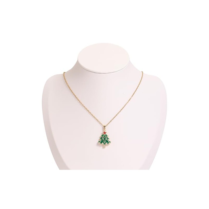 Xeyai Gold Plated Christmas Pendant Necklace for Women Trendy,CZ Christmas