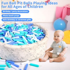 STARBOLO Ball Pit Balls for Toddlers - Pack of 50 Balls 5.12inches Long Shapes Crush Proof Plastic Toy Balls for Toddlers Ball Pits, Playpen Play Tent, Baby Pool(Green Blue White)