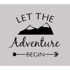 Let The Adventure Begin Mountains CCI Decal Vinyl Sticker|Cars Trucks Vans Walls Laptop|Black|5.5 x 5.0 in|CCI2366