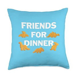 Chicken Nuggets Merch Friends for Dinner Dino Chicken Dinosaur Nugget Throw Pillow, 18x18, Multicolor