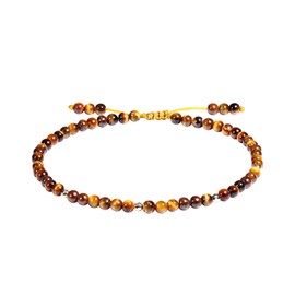 Jewboo Tiger Eye Anklet Bracelet for Women crystals and healing stones Beach Foot Beaded Adjustable(8.5-10 Inches)
