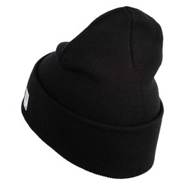 US Marines Corps Veteran Emblem Logo Embroidered 12 Inch Solid Knit Cuff Long Beanie Made in USA - Black OSFM