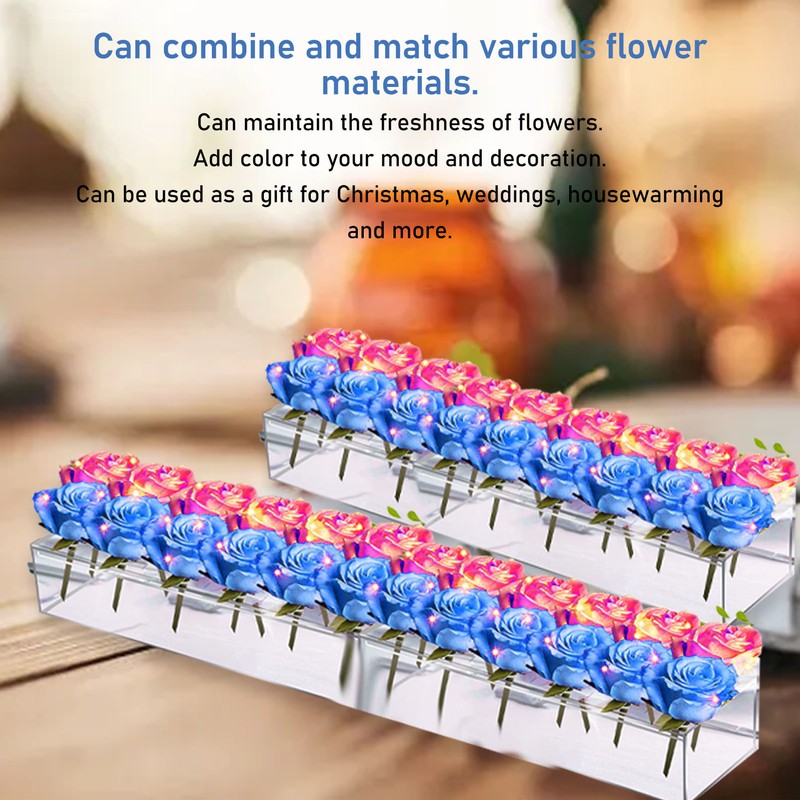 Acrylic Flower Vase Clear Rectangular Centerpiece Box Home Decoration for