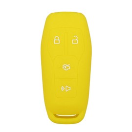 SEGADEN Silicone Cover Protector Case Holder Skin Jacket Compatible with Ford Mustang Fusion Explorer F-150 Edge 4 Button Smart Remote Key Fob CV2716 Yellow
