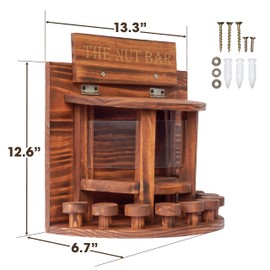 MIXUMON Crescent Squirrel Feeder Table, Wooden Squirrel Picnic Table Feeder, Outside Squirrel Feeders Corn Cob, with Solid Structure, Stable Squirrels Stool Bar, 12.6 x 13.3 x 6.7 Inches