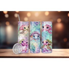 Handmade 20 Oz. Cute Sea Turtles Stainless Steel Tumbler