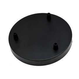 Vintage Industrial 3 Outlet Metal Round Rectangle Ceiling Rose with Cord Grip. (Round Black)