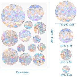 Litinliv Pack of 26 Round Prism Window Stickers, PVC Window Stickers, Bird Protection, Window Stickers, Electrostatic Adsorption, Rainbow Film Window Stickers, Prism Stickers, for Home and Office