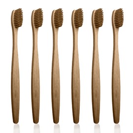 HiFEN® Bambus-Zahnbürsten, umweltfreundlich, natürliche Zahnbürsten, weiche Borsten für Erwachsene und Kinder, biologisch abbaubar und nachhaltige Mundpflege, 6 Stück