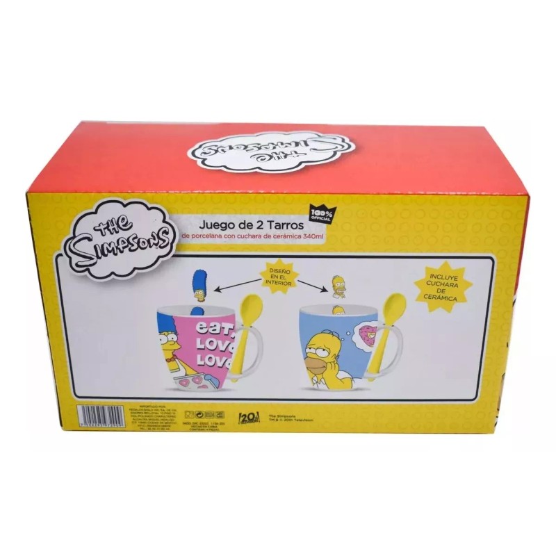 Fun Kids Dúo Tazas Cerámica Homero Marge Simpson Cuchara 310ml