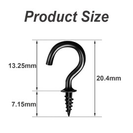 Pack of 200 Mini Screw Metal Cup Hooks Eye Screw Hook Screws 1/2 Inch Hooks for Screwing Small Screws Set Ceiling Hooks Mini for Hanging Plants Art Decorations Keys (Black)