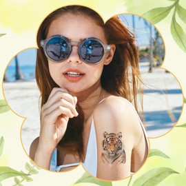 12 Sheets Tiger Temporary Tattoos for Men Women, Realistic Tiger Arm Chest Leg Back Shoulder Tattoo Stickers for Adults, Wild Beast Animal Body Art