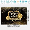 Happy 55th Anniversary Banner Backdrop Decorations, Wedding Anniversary 55th Happy