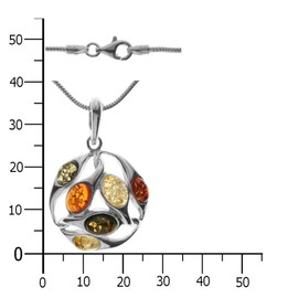 InCollections 241A200890890 Amber Sterling Silver 925 Pendant Necklace