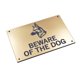 Beware of the Dog (German Shepherd) - Easy to See Warning, Indoor/Outdoor Notice, Deterrent Sign (Gold)