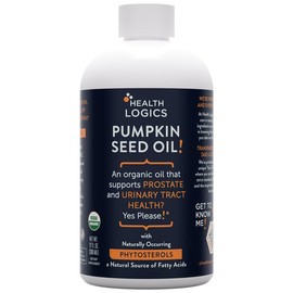 Health Logics Pumpkin Seed Oil 12oz Organic Cold Pressed | Vegetarian, Non-GMO, Gluten Free | Safe for Cooking | Supports Prostate Health