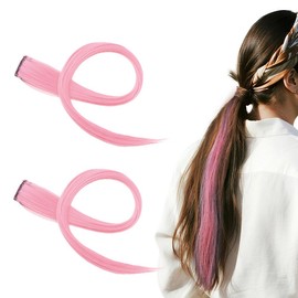 Colored Clip in Hair Extensions Pink Synthetic Hairpieces for Girls Women Cosplay Dress Up Hair Accessories Colored Party Highlights Extensions for Gothic Costume