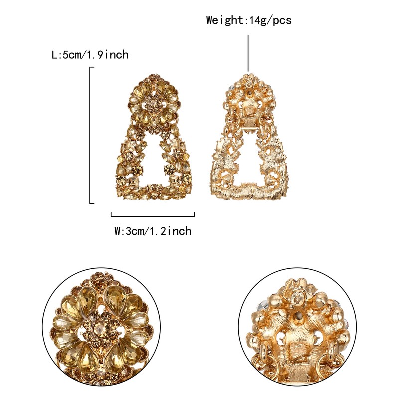 EVER FAITH Geometric Statement Earrings Large Square Triangle Dangle Crystal