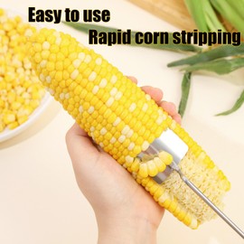 2024 New 2Pcs Long Handle Stainless Steel Corn Stripping Tool, Cob Stripper Corn Cob Stripper Tool, Corn Cutter Corn Scraper Thresher with Ergonomic Handle