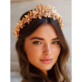 Catery Gold Leaf Headband Greek Goddess Headpiece Laurel Flower Crown for Women