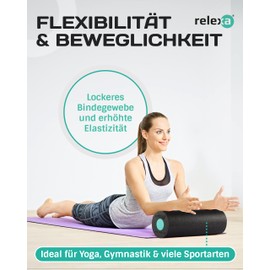 RELEXA 2-in-1 fascia roller, orange/black, 2-piece self-massager with removable core, medium hardness 35 x 14 cm (L x diameter)