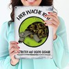 Metal Sign with Turtle Motif and Saying "Hier wache ich!"