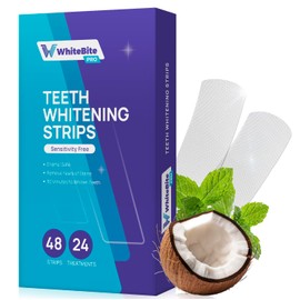 Whitebite Pro Teeth Whitening Strips 24 Treatments - Peroxide Free - Enamel-Safe Professional Dental Strips for Sensitive Teeth - Deep Stains Removal - Whitening without Any Harm - 48 Strips Mint