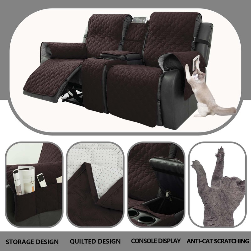 Loveseat Recliner Cover with Center Console, 100% Waterproof Pet Cover