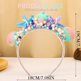 Zoestar Starfish Crown Headband Pearl Bridal Headpiece Shell Headband Beach Wedding Hair Accessories for Women